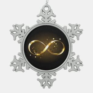 Ornement Flocon De Neige Symbole d'infini doré