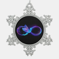 Symbole d'infini néon avec colibri brillant