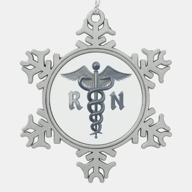 Ornement Flocon De Neige Symbole d'infirmier autorisé (Devant)