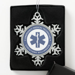 Ornement Flocon De Neige Symbole EMT personnalisé Technicien Médicale d'urg