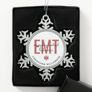 Ornement Flocon De Neige Technicien Médicale d'urgence EMT personnalisé