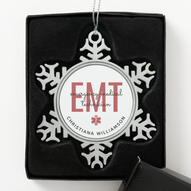 Ornement Flocon De Neige Technicien Médicale d'urgence EMT personnalisé (Boîte)