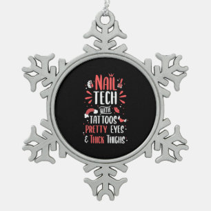 Ornement Flocon De Neige Technologie Nail Avec Tatouages
