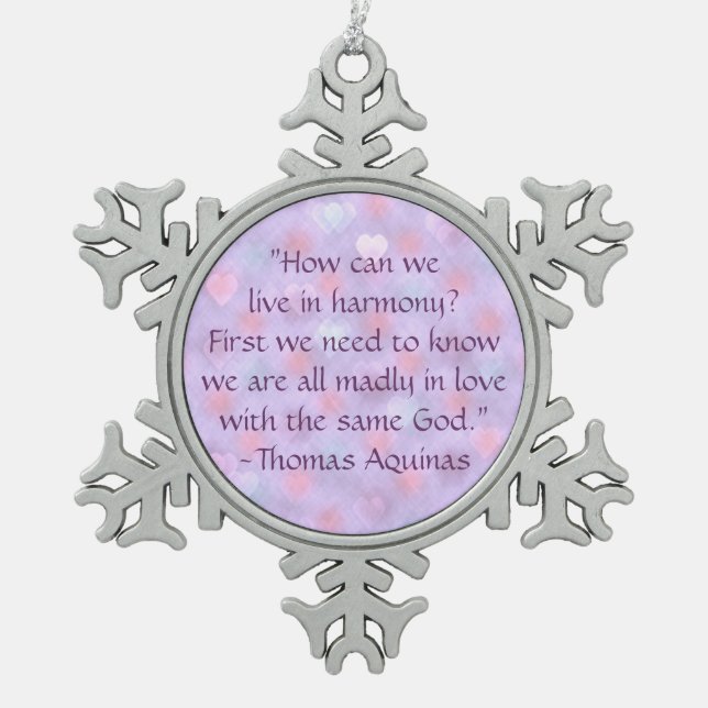 Ornement Flocon De Neige Thomas Aquinas Citation du même Dieu (Devant)