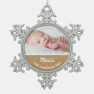 Ornement Flocon De Neige Toile de jute et Noël du bébé de dentelle premi
