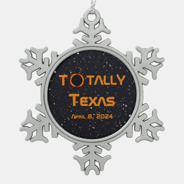 Ornement Flocon De Neige Totalement Texas 2024 Solar Eclipse (Devant)