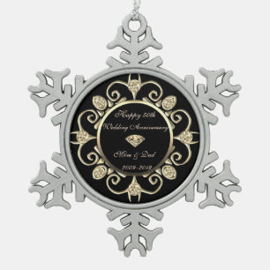 Ornement Flocon De Neige Tourbillon de diamants dorés 50e anniversaire de m