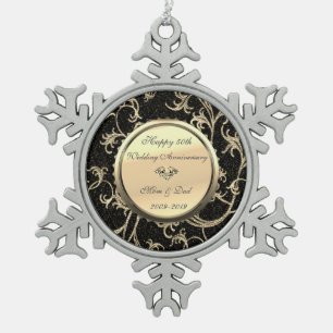 Ornement Flocon De Neige Tourbillons d'or Diamant 50e anniversaire de maria