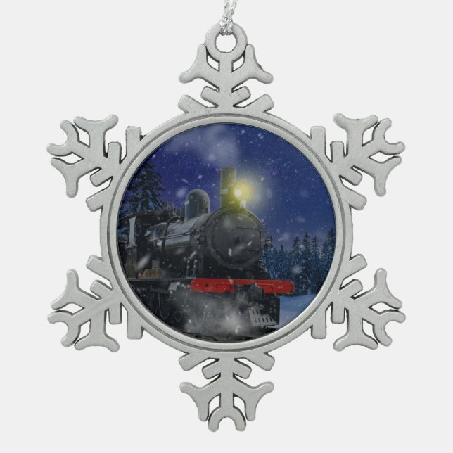Ornement Flocon De Neige Train de Noël dans la neige (Devant)
