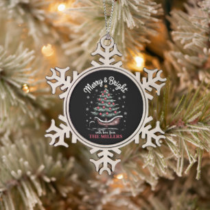 Ornement Flocon De Neige Traîneau de Noël personnalisé Arbre Joyeux et Lumi