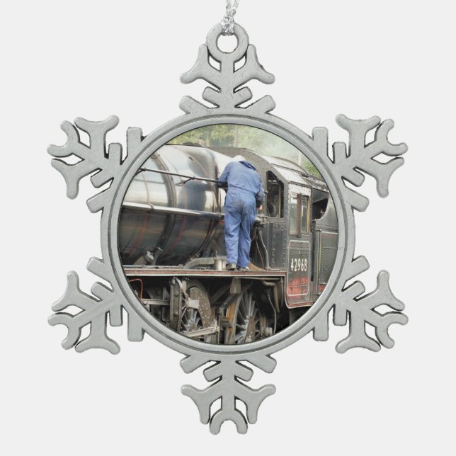 ORNEMENT FLOCON DE NEIGE TRAINS À VAPEUR (Devant)