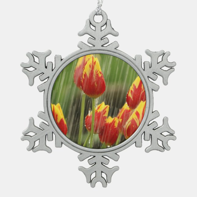 Ornement Flocon De Neige Tulipes de ressort (Devant)