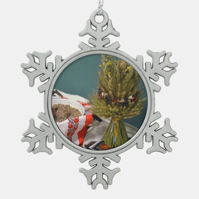 Ornement Flocon De Neige Ukrainien Kutya et Didukh (Devant)