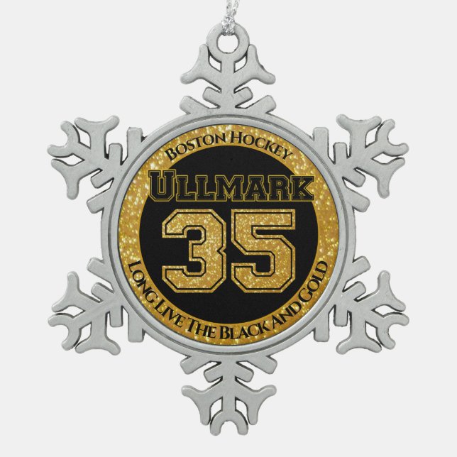 Ornement Flocon De Neige Ullmark de hockey de Boston 35 (Devant)
