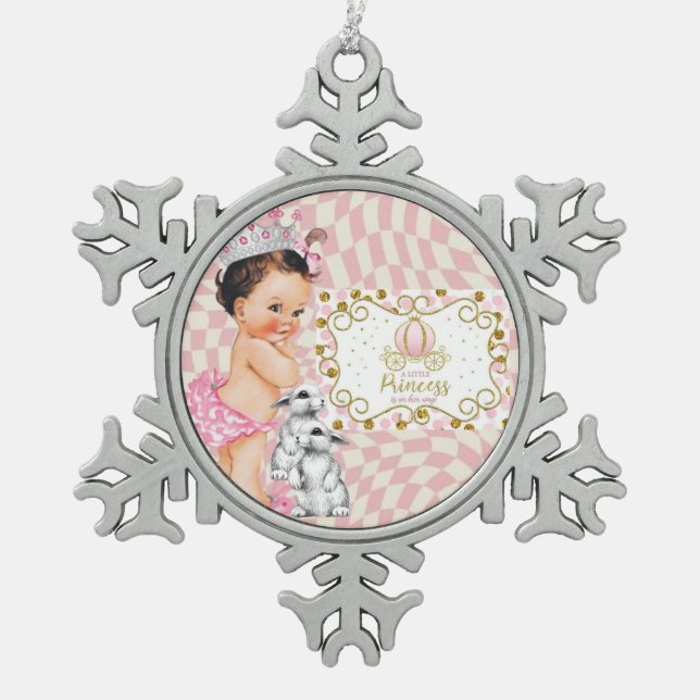 Ornement Flocon De Neige Une petite princesse est en route. (Devant)