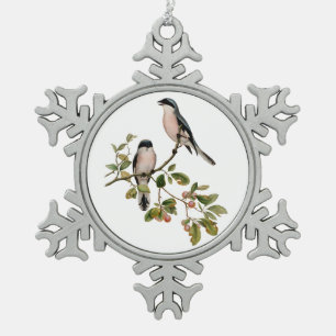 Ornement Flocon De Neige Vintage de beaux oiseaux sur une branche