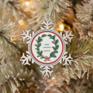 Ornement Flocon De Neige Vintage Holly Wreath