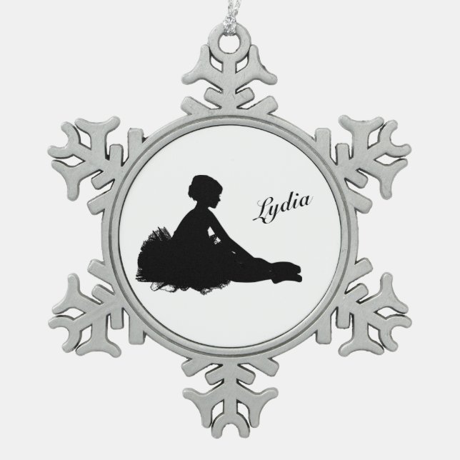 Ornement Flocon De Neige Weary Ballerina Personnalisé w Nom (Devant)