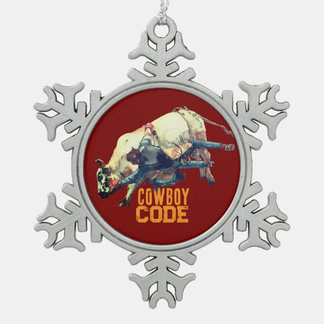 Ornement Flocon De Neige Western Cowboy Rodeo Bull (Devant)