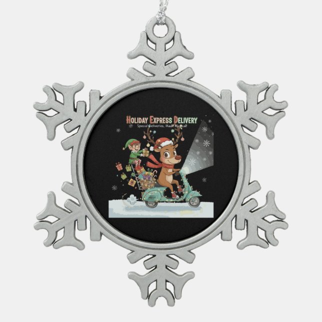 Ornement Flocon De Neige Whimsical Holiday Express Delivery | Cute Reindeer (Devant)