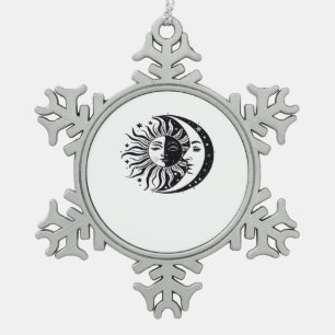 Ornement Flocon De Neige Whimsigoth Aquarelle Sun Moon Witchy Classic