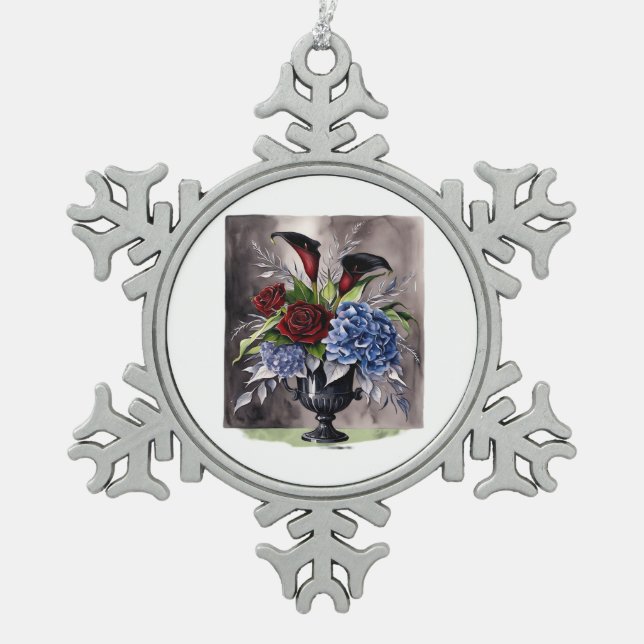 Ornement Flocon De Neige Whimsigothique - Gothique Floral Vase esthétique C (Devant)