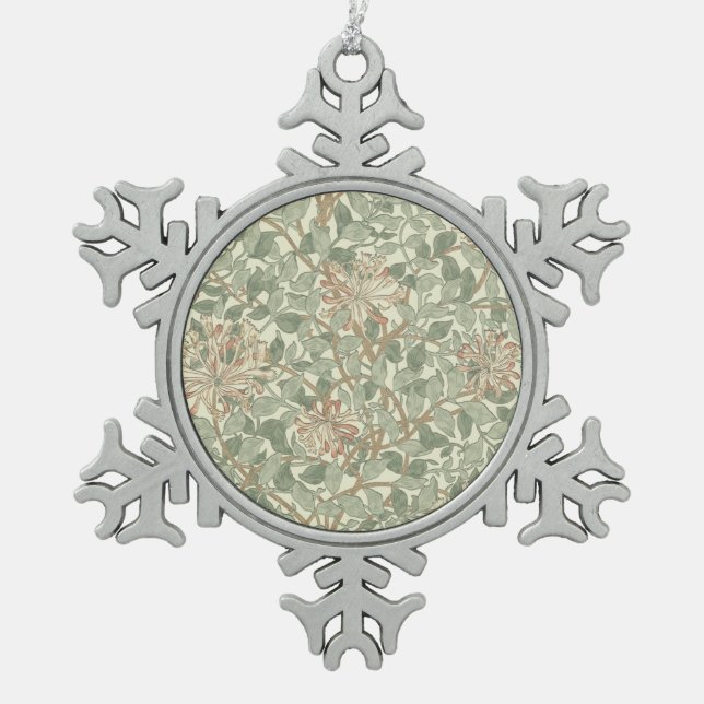 Ornement Flocon De Neige William Morris Honeysuckle Vert Floral (Devant)