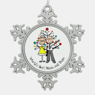 Ornement Flocon De Neige World Best Nana et Papa Snowflake Orament