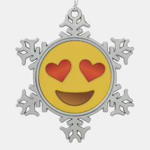Ornement Flocon De Neige Yeux chaleureux mignons Emoji
