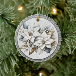 Ornement floral blanc et argent du 25e anniversair