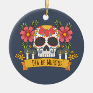 Ornement floral de Skull Dia de los Muertos  
