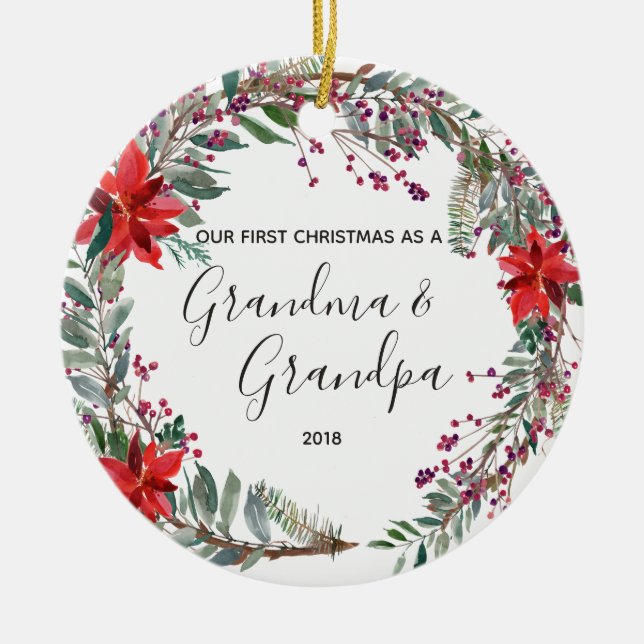 Ornement floral moderne de Noël de grand-maman et (Devant)