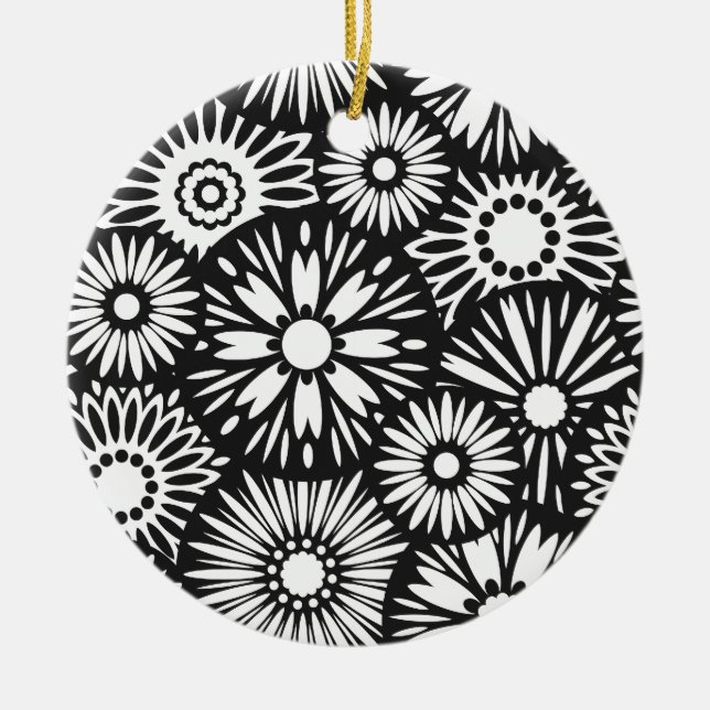 Ornement floral noir et blanc (Devant)