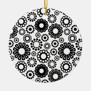 Ornement floral noir et blanc