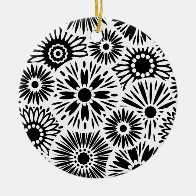 Ornement floral noir et blanc (Devant)