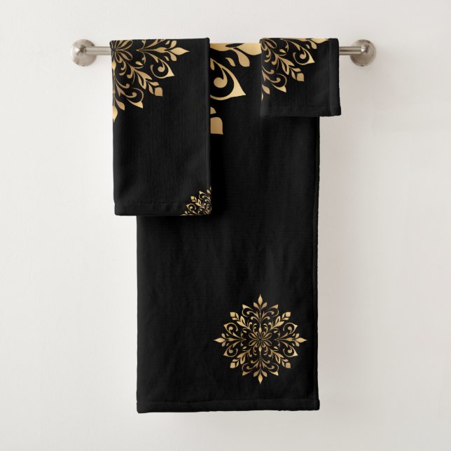 Ornement floral noir et or de luxe (En situation)