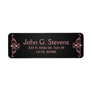 Ornement Floral Rouge Corail Sur Noir