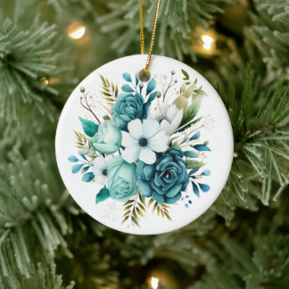 Ornement floral turquoise clair