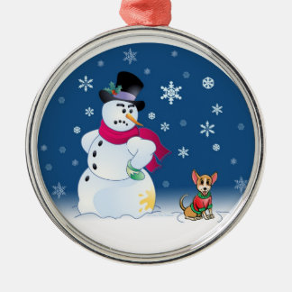 Ornement frais de chiwawa et de bonhomme de neige