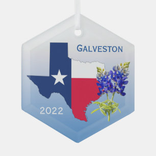 Ornement Galveston Texas, Outline & Bluebonnets