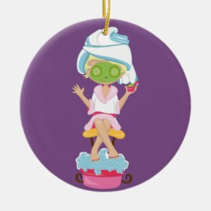 Ornement Girly de vacances de Noël de fille de spa