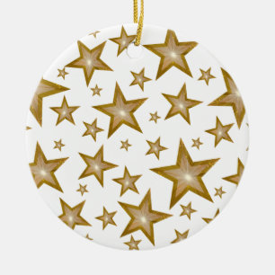 Ornement Gold Stars rond blanc