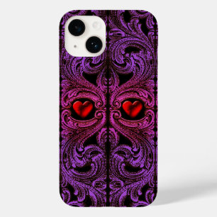 Ornement Goth violet avec coeur iPhone 6 Coque