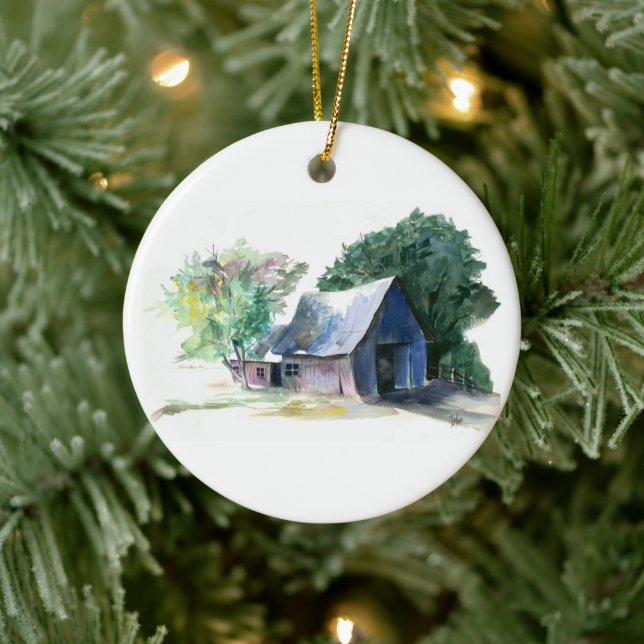 Ornement - Grange et Étoile de Noël (Arbre)