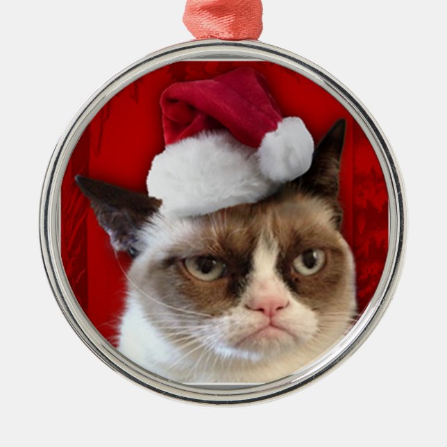 Ornement grincheux de Noël de chat (Devant)