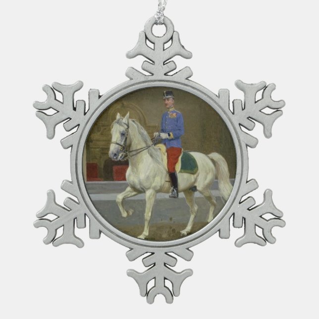 Ornement gris de Noël d'étalon de Lipizzan (Devant)