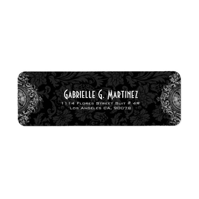 Ornement gris et Damas florales noires Modèle 2 (Devant)