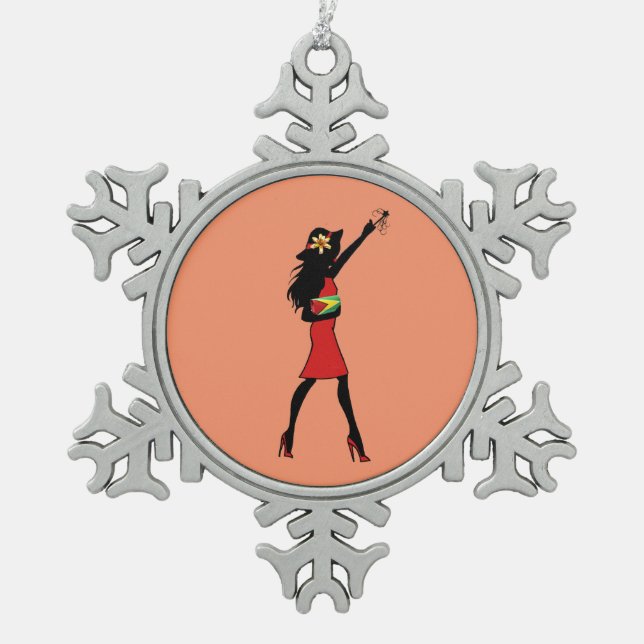 Ornement guyanais de flocon de neige de fille (Devant)