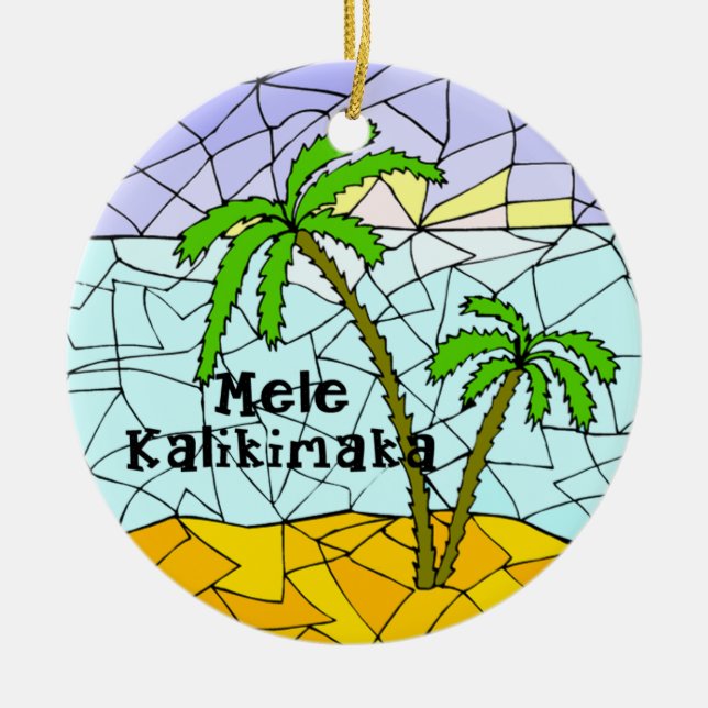 Ornement hawaïen tropical de Noël de palmier (Devant)