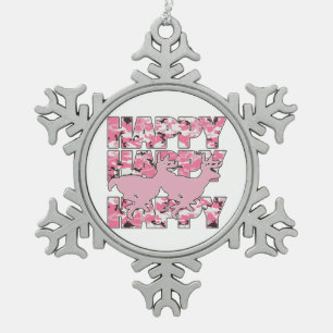 Ornement heureux de flocon de neige de Noël de